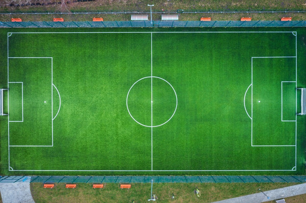 Birds eye view of a football pitch