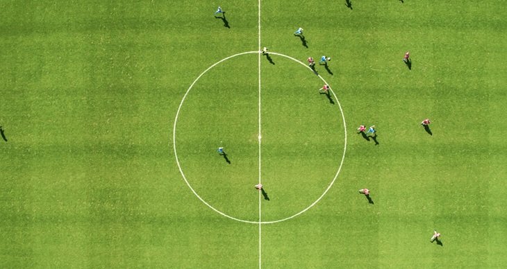 Aerial view of a football pitch