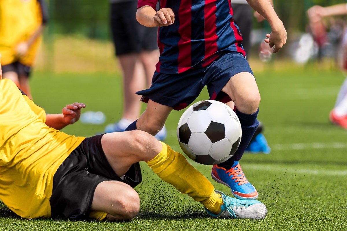 Football player making a tackle